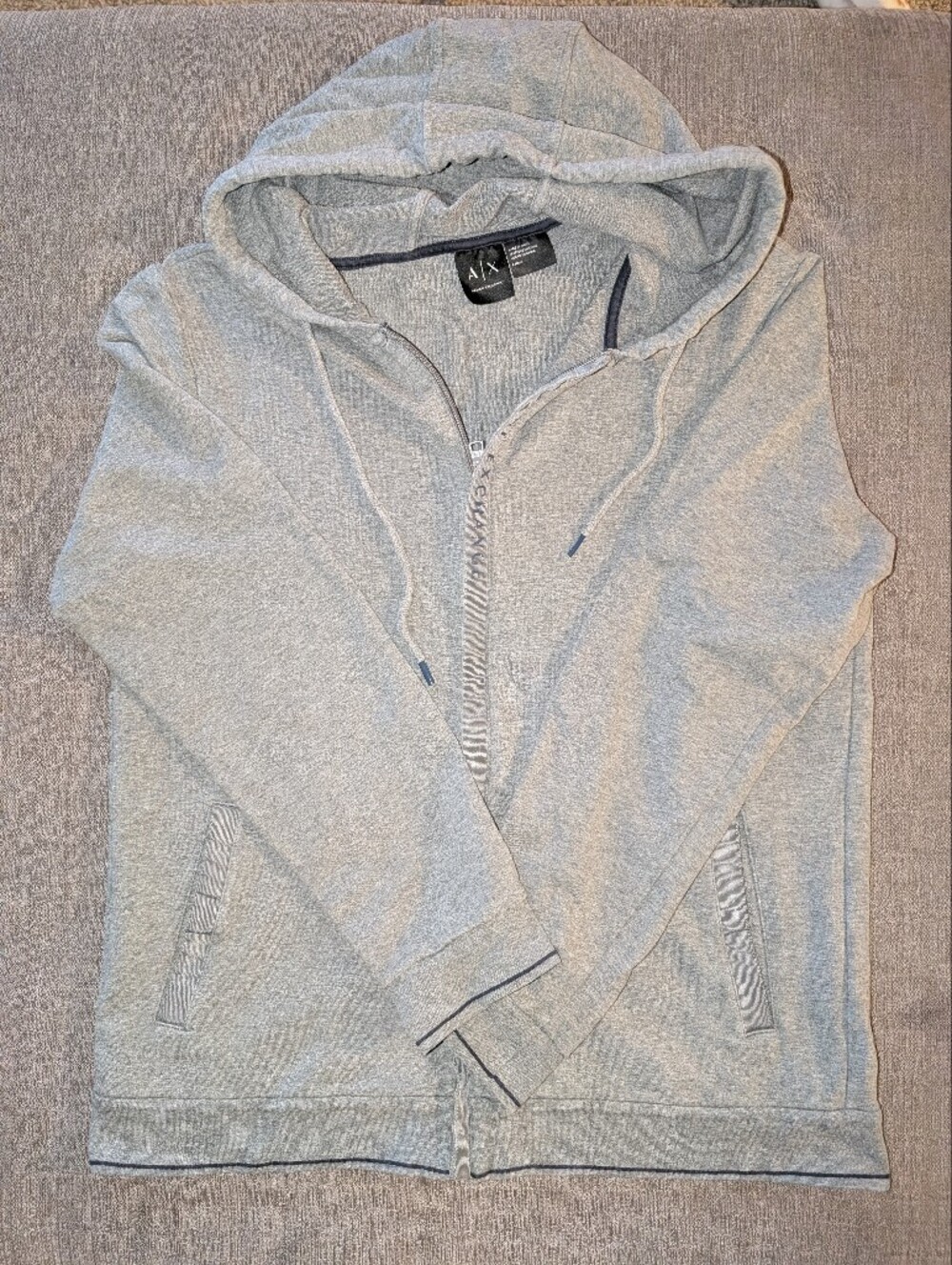 Armani Exchange Light Gray Men’s Zip-Up Hoodie